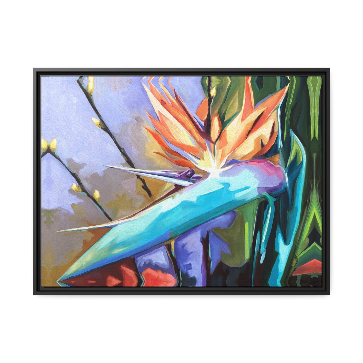 Bird of Paradise Matte Canvas, Black Frame
