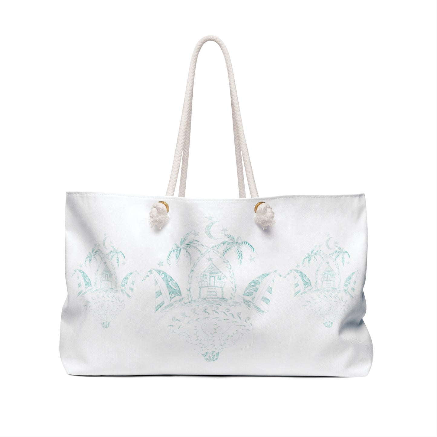 Beach Bungalow on White Weekender Bag from Talula Land