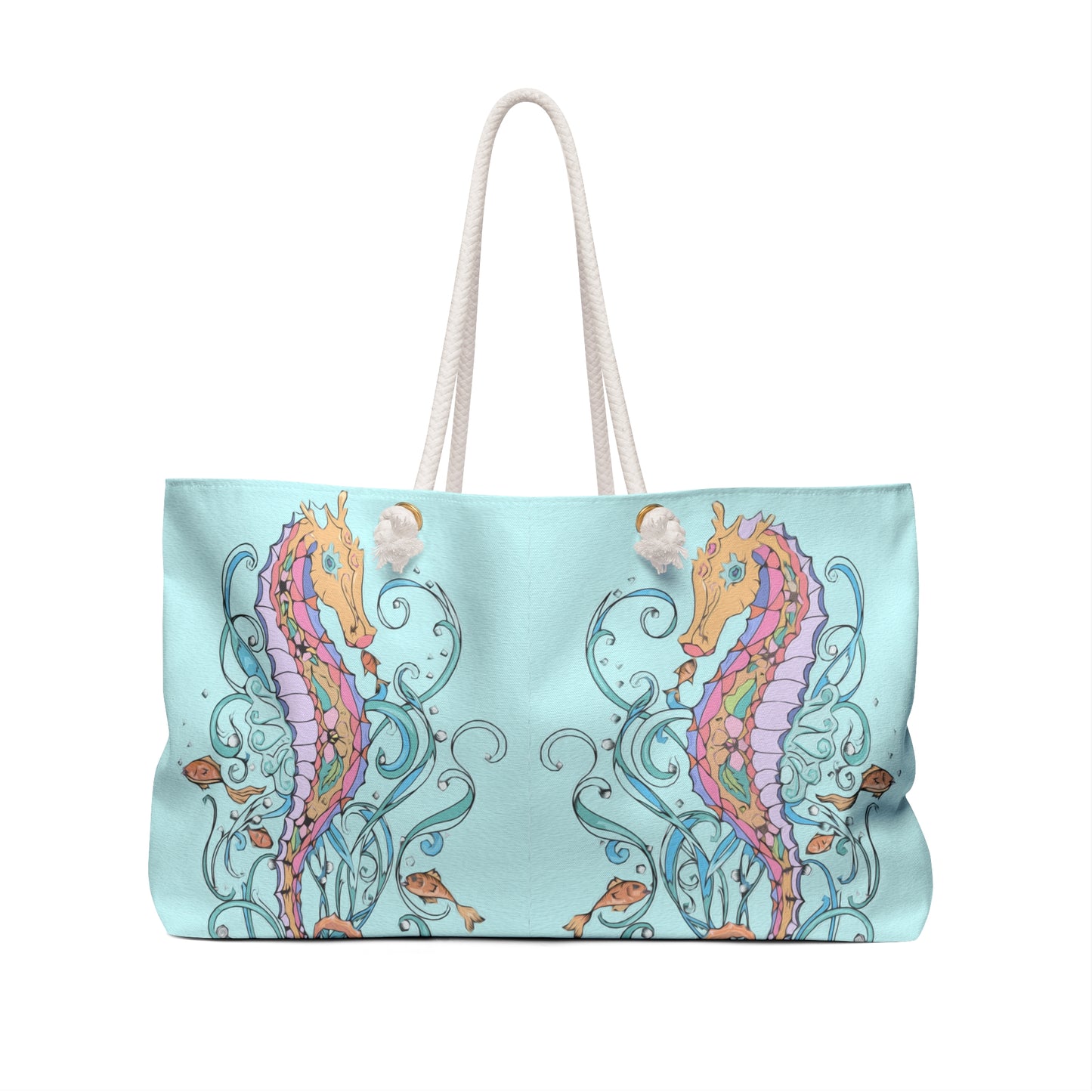 Seahorses on blue Weekender Bag from Talula Land