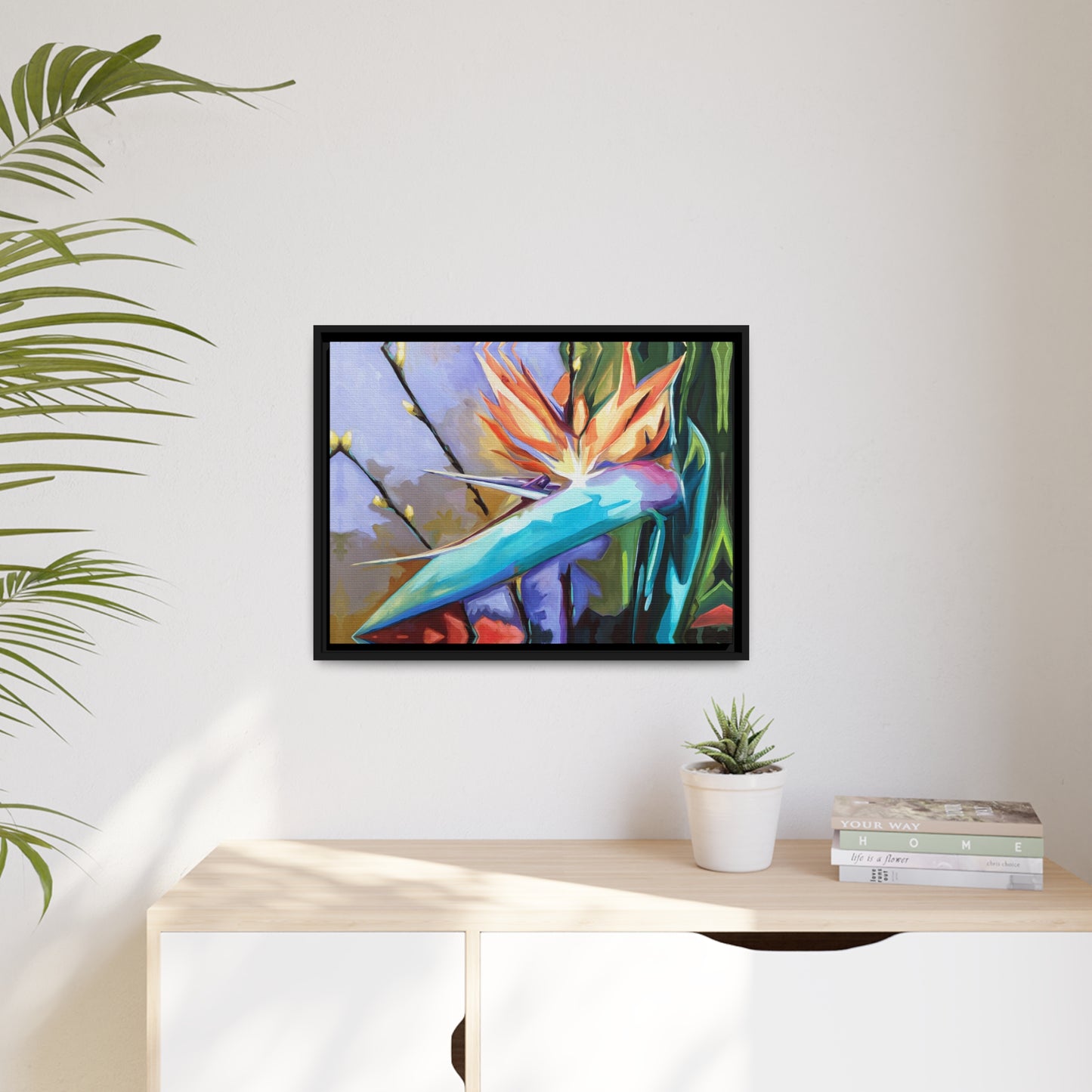 Bird of Paradise Matte Canvas, Black Frame