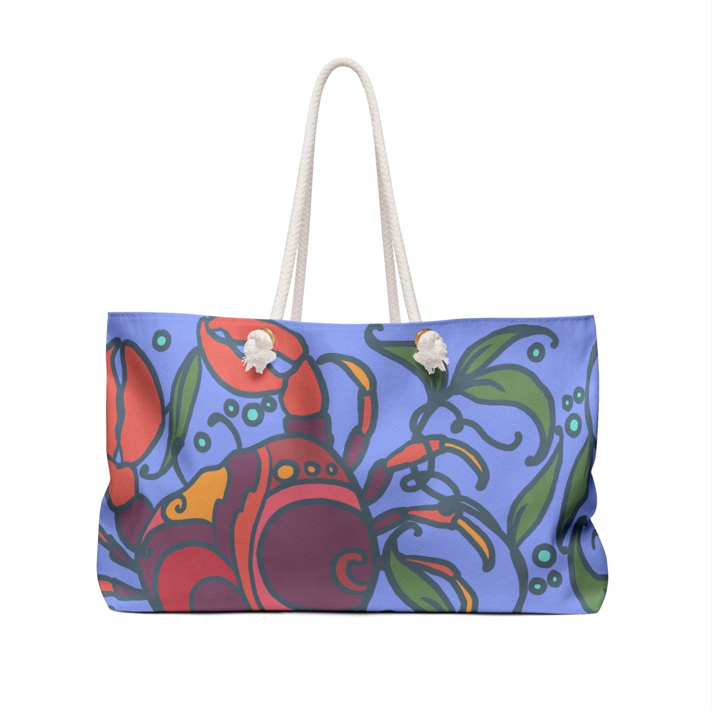 Crabs on Periwinkle Weekender Bag from Talula Land