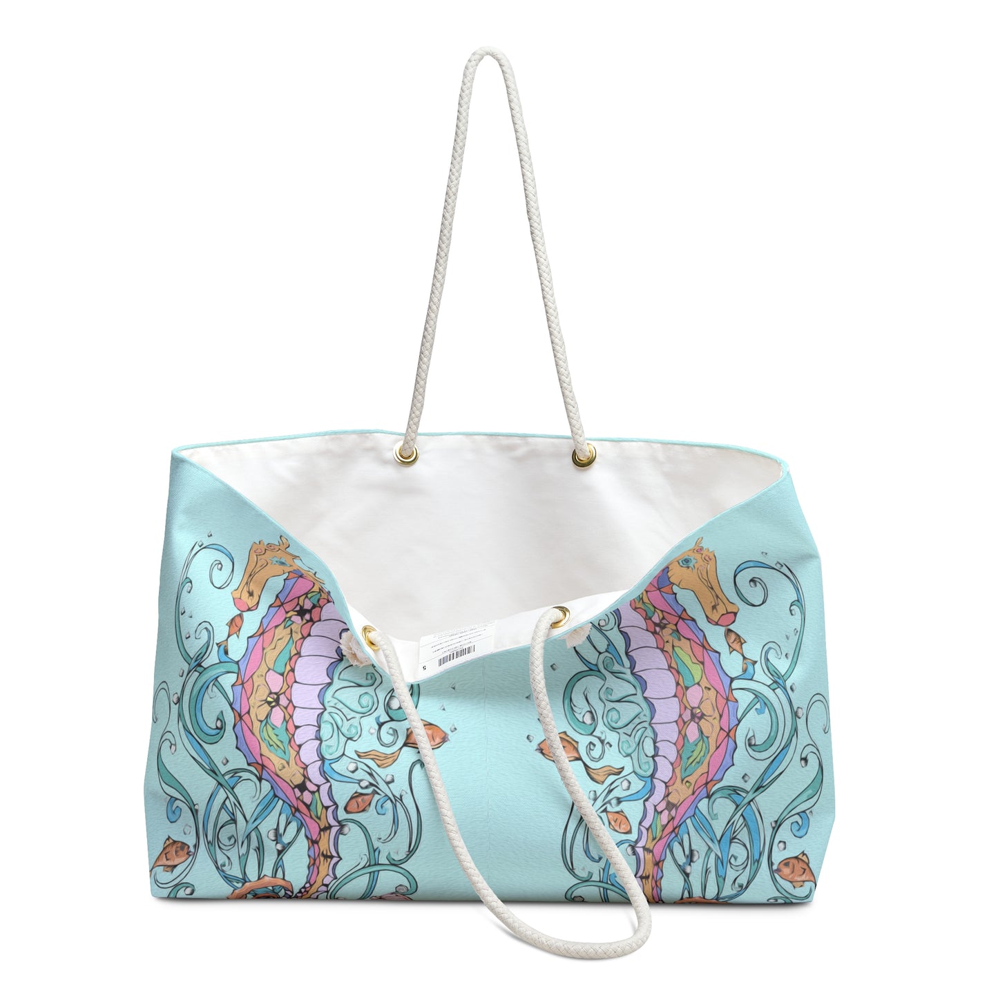 Seahorses on blue Weekender Bag from Talula Land