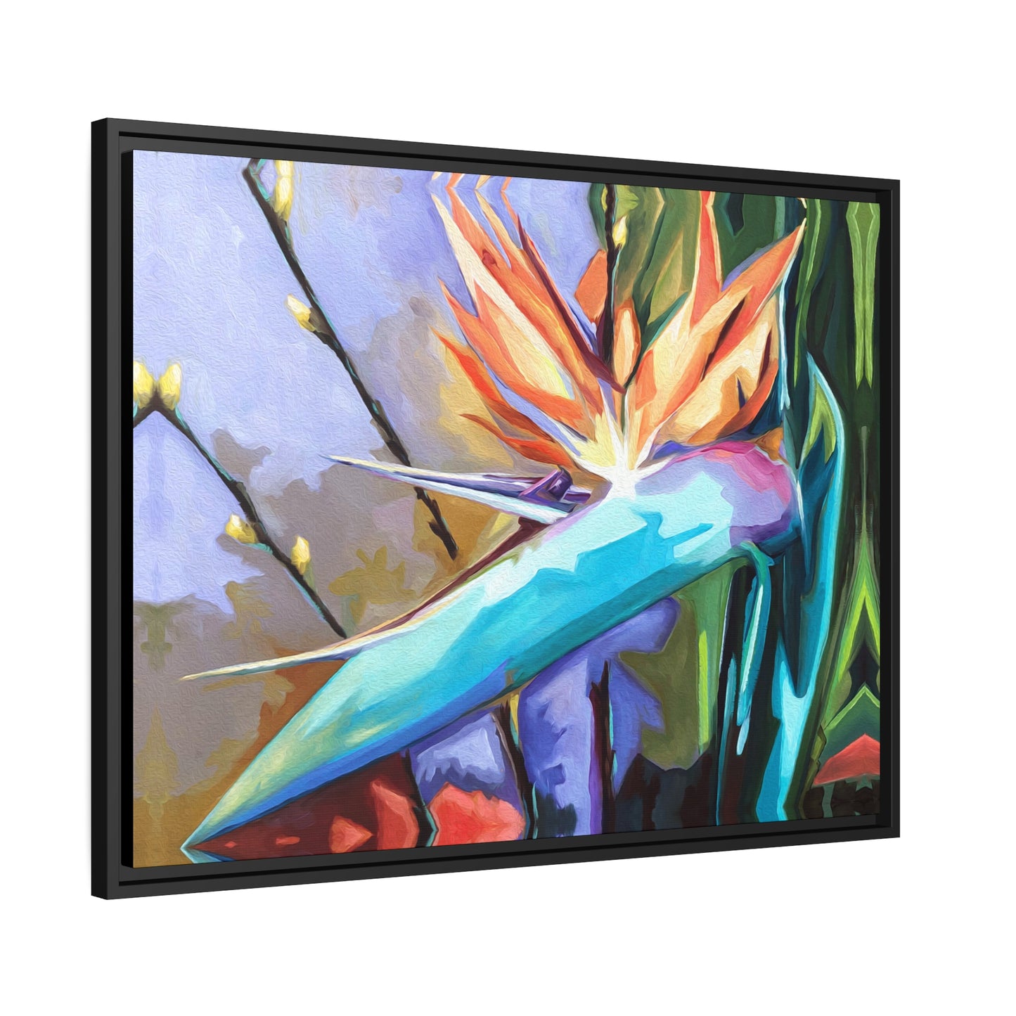 Bird of Paradise Matte Canvas, Black Frame