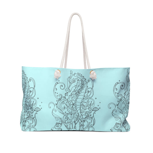 Sea Horses on Aqua Weekender Bag from Talula Land