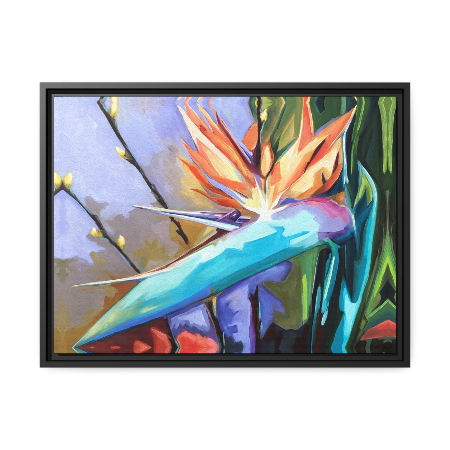 Bird of Paradise Matte Canvas, Black Frame