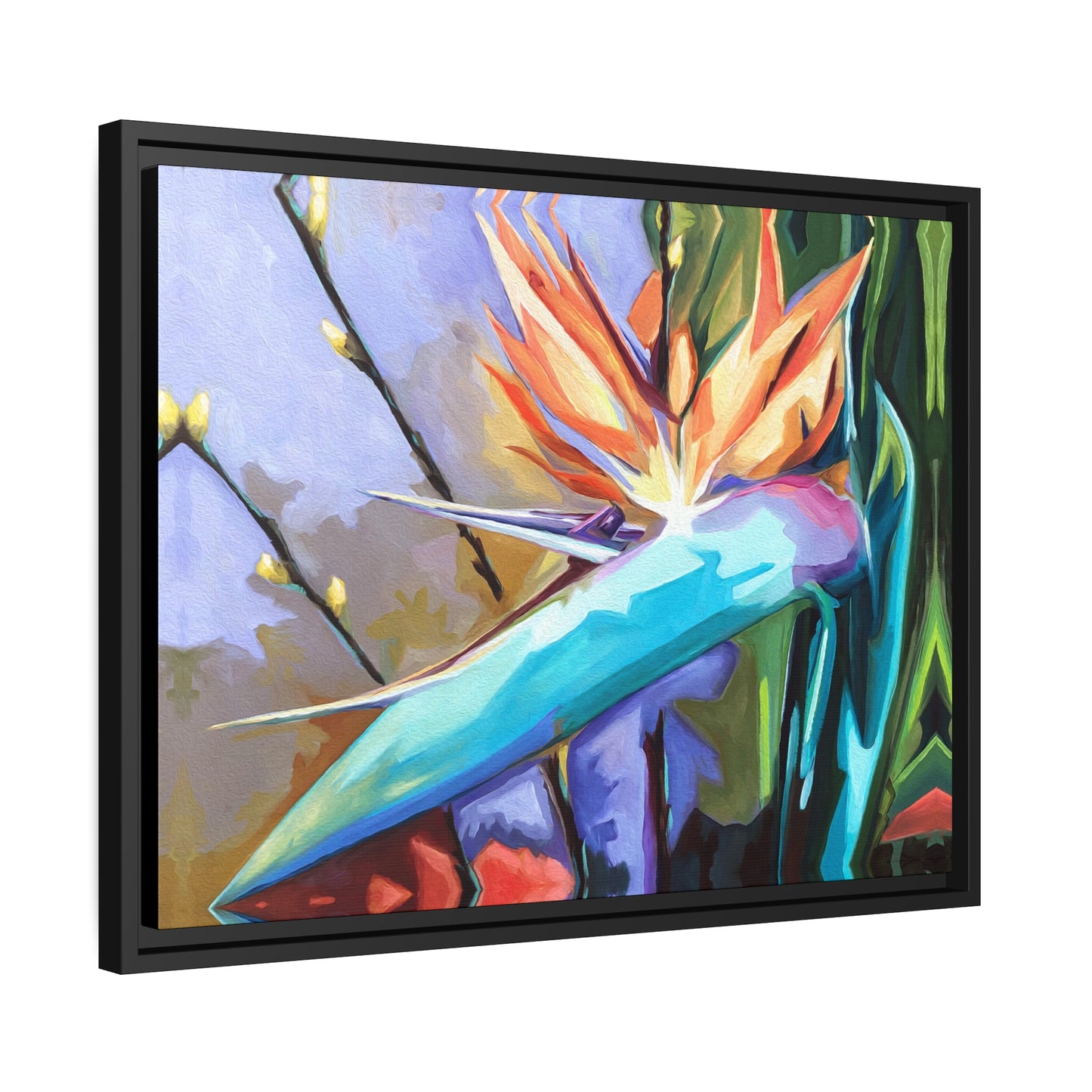 Bird of Paradise Matte Canvas, Black Frame