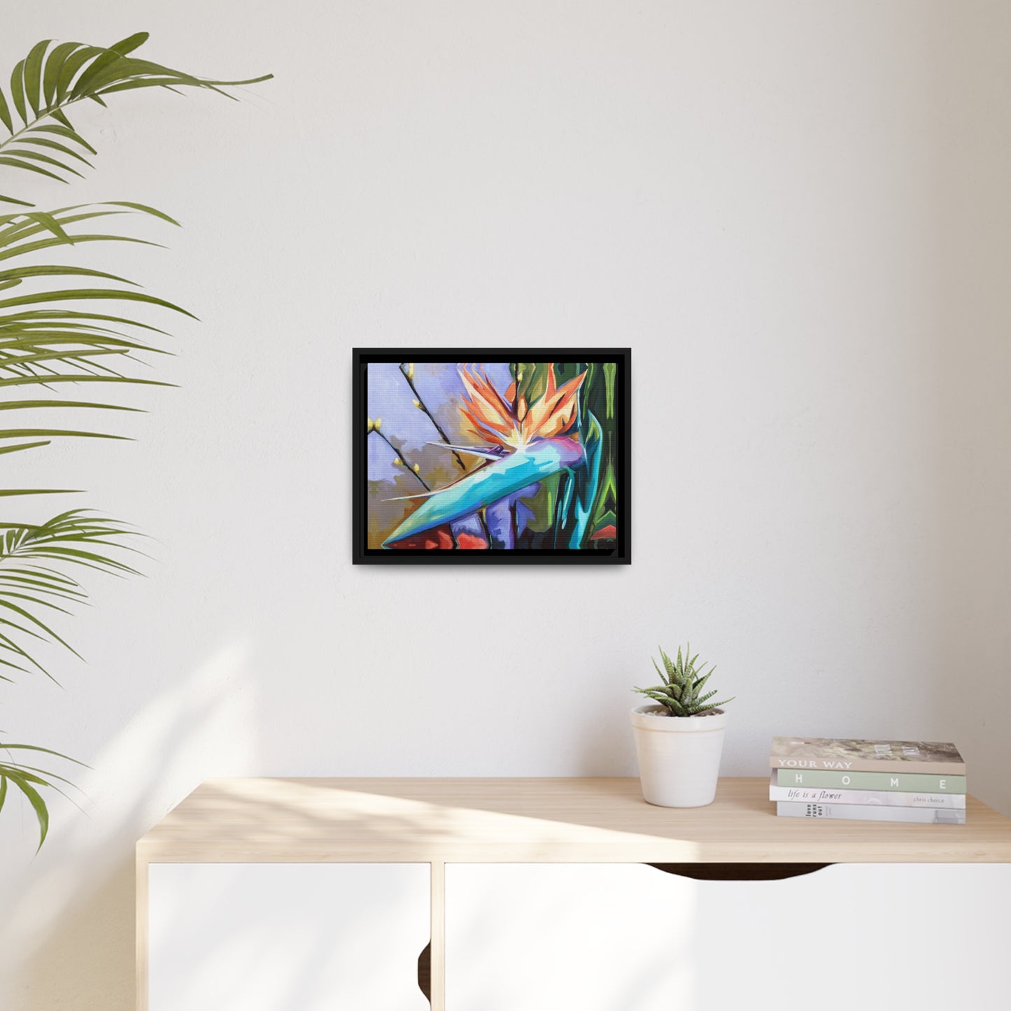 Bird of Paradise Matte Canvas, Black Frame