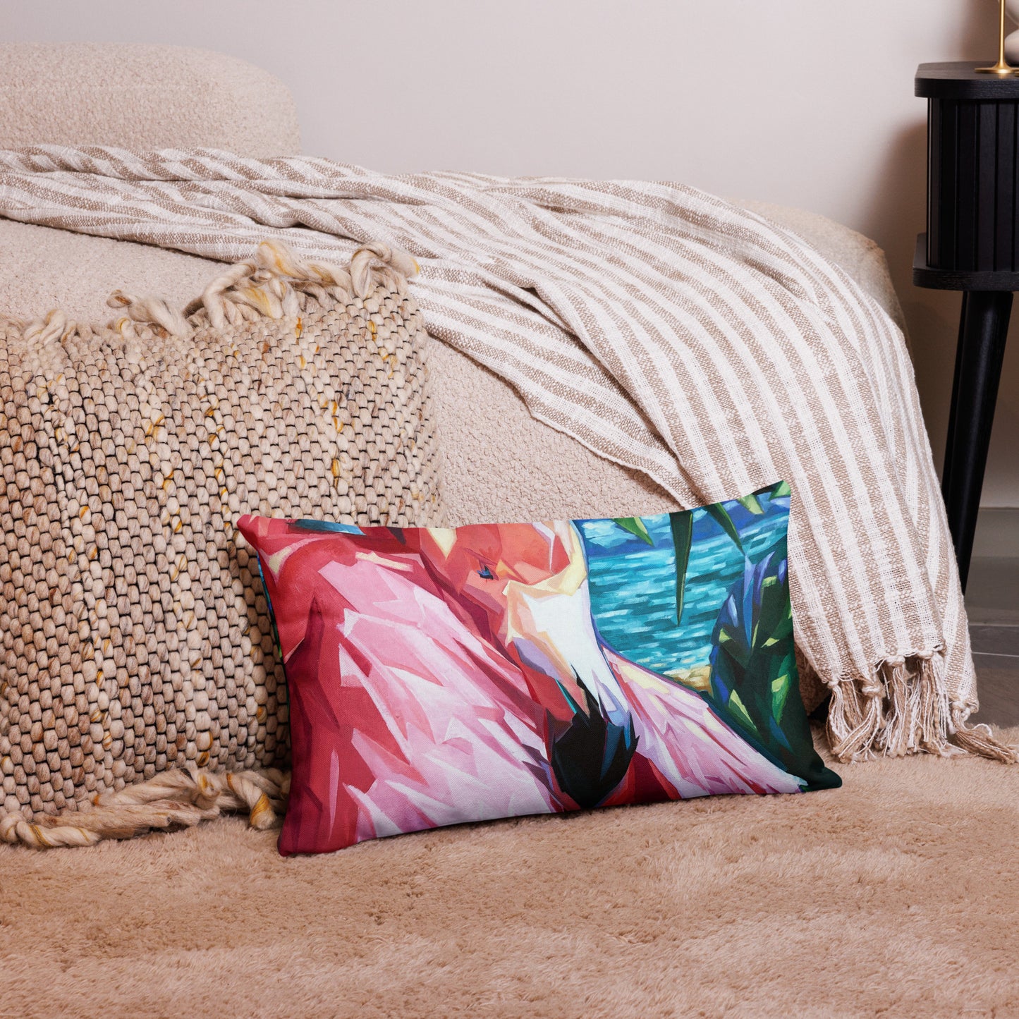 Painted Flamingo Premium Pillow by Talula Land