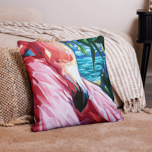 Painted Flamingo Premium Pillow by Talula Land