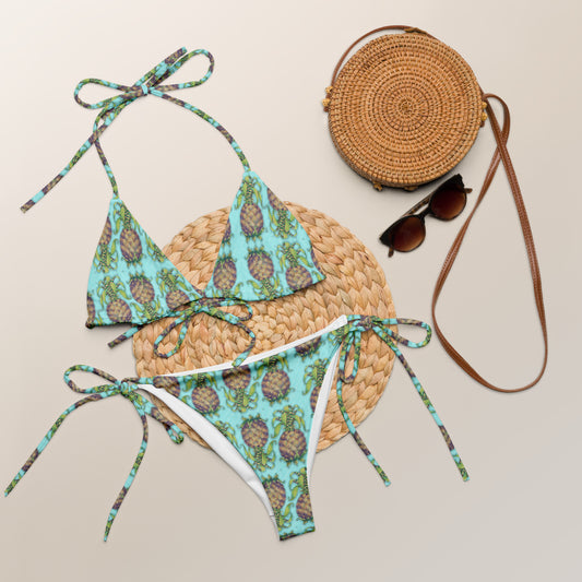 Pineapple All-over print recycled string bikini from Talula Land