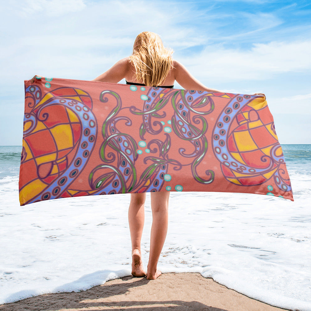 Coral Octopus Beach Towel from Talula Land