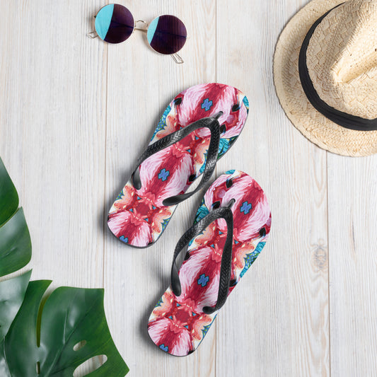 Painted Flamingo Flip-Flops
