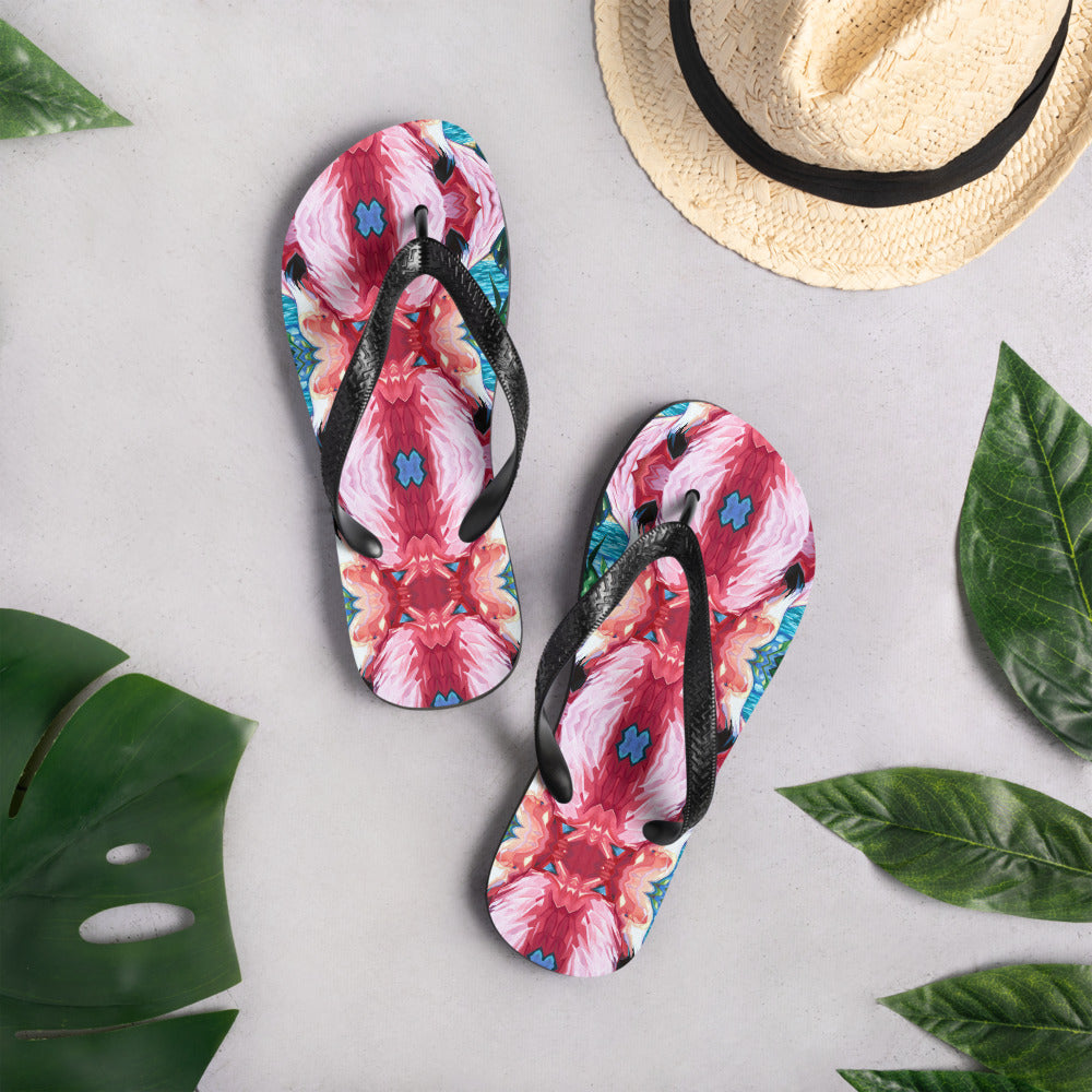 Painted Flamingo Flip-Flops