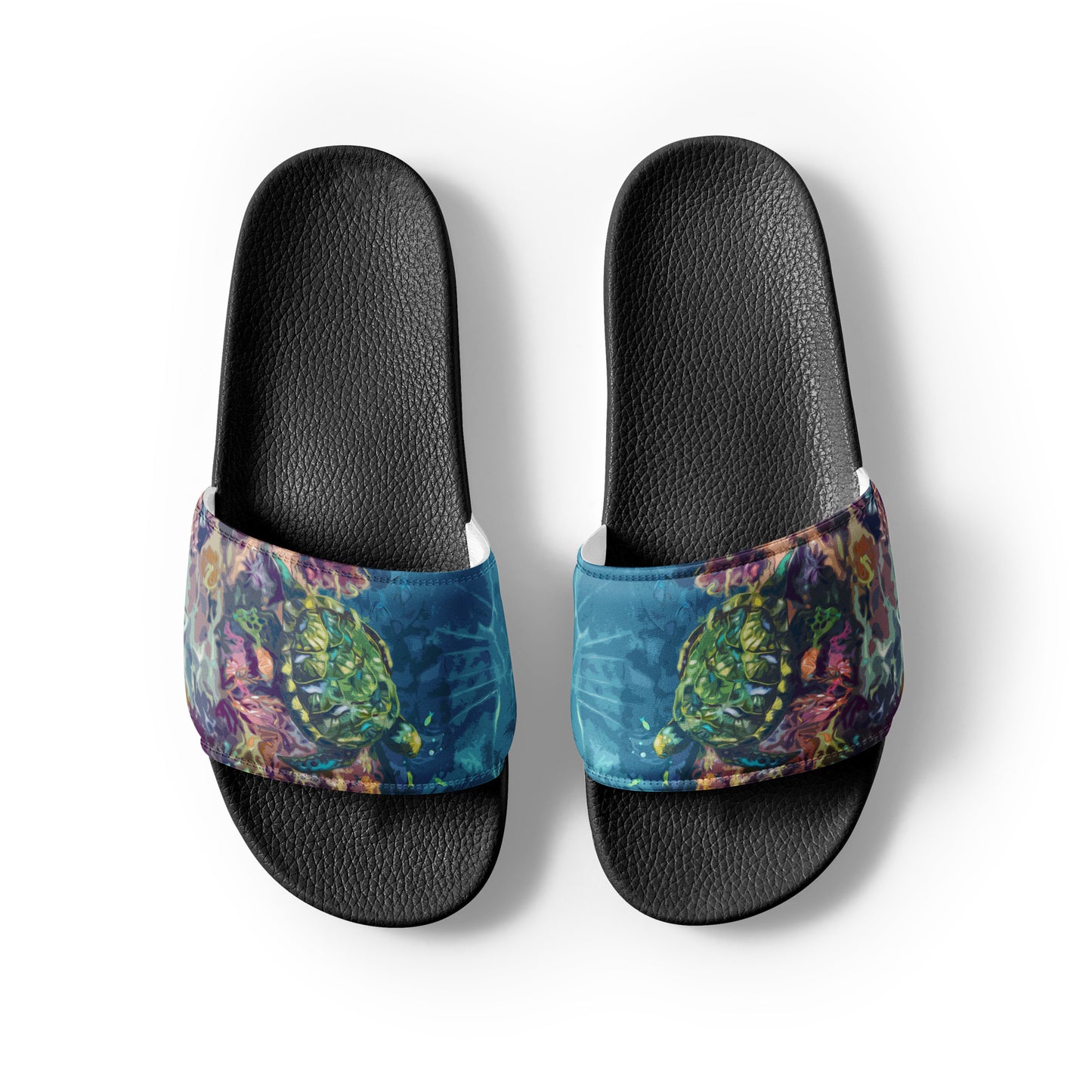 Sea Turtle on a Reef Women's slides from Talula Land