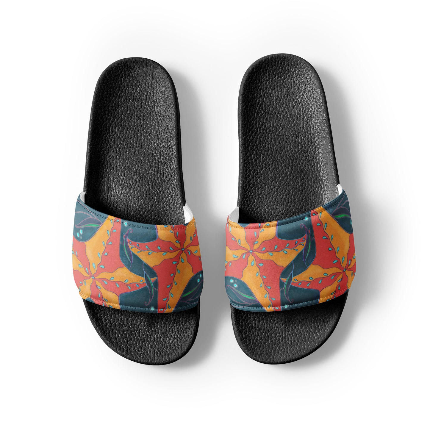 Orange Starfish on Blue Women's slides from Talula Land