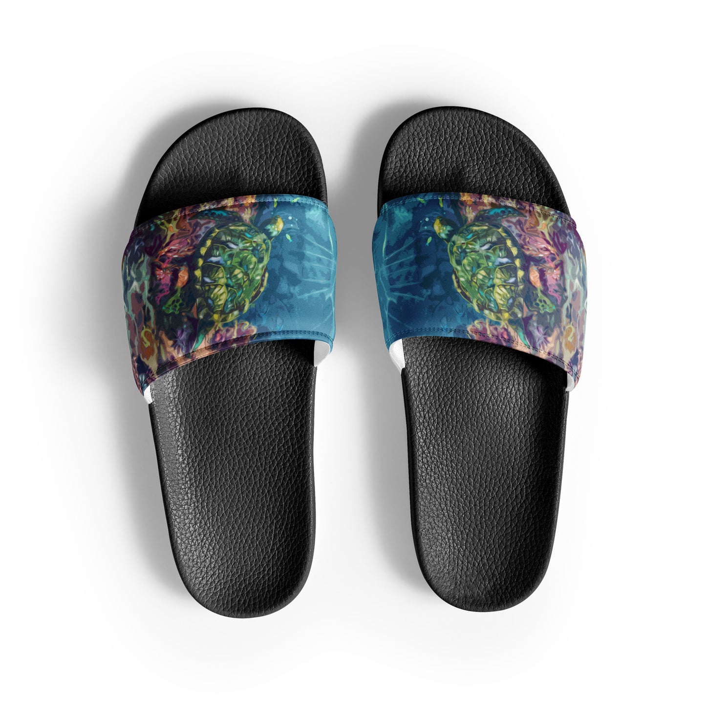 Sea Turtle on a Reef Women's slides from Talula Land