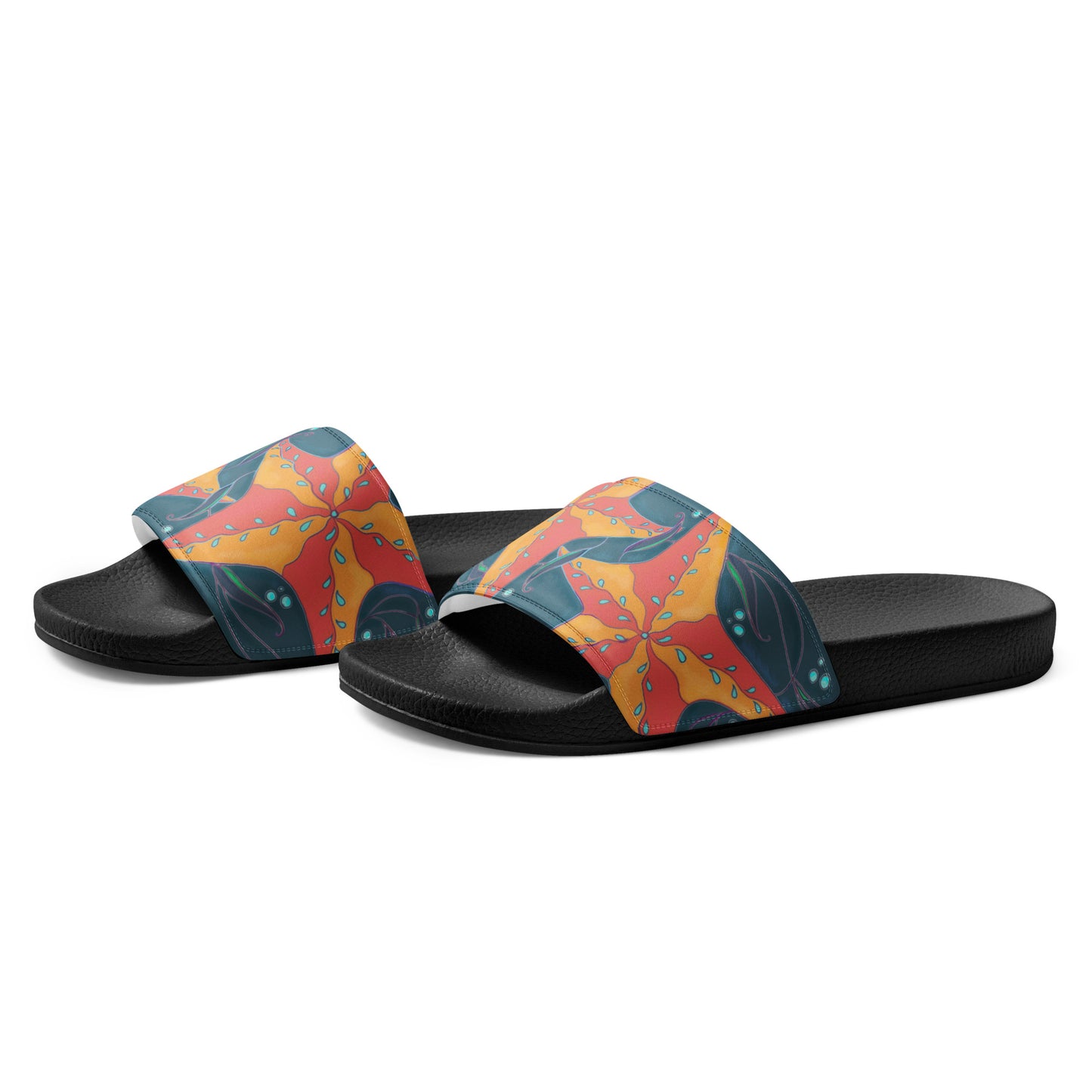 Orange Starfish on Blue Women's slides from Talula Land