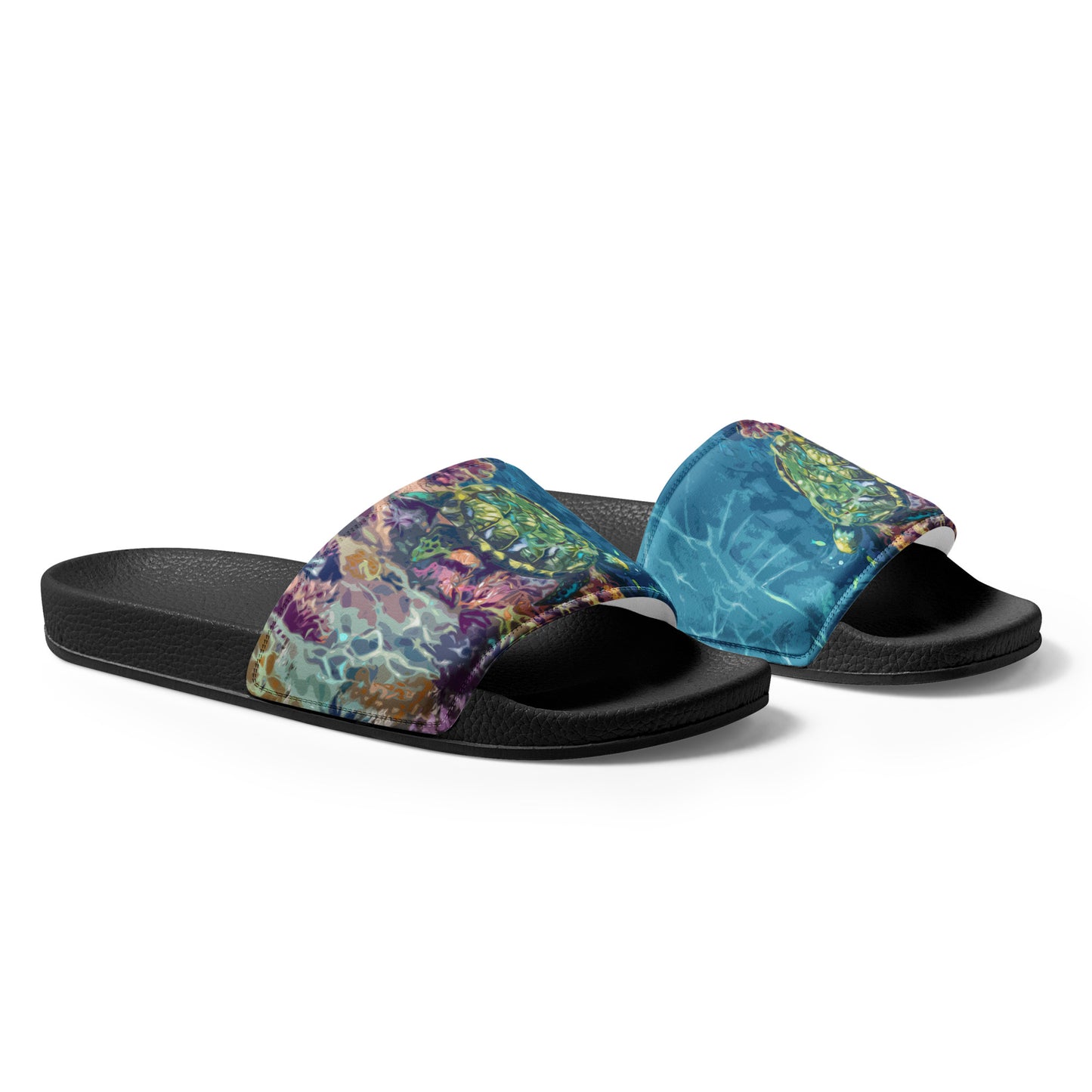 Sea Turtle on a Reef Women's slides from Talula Land