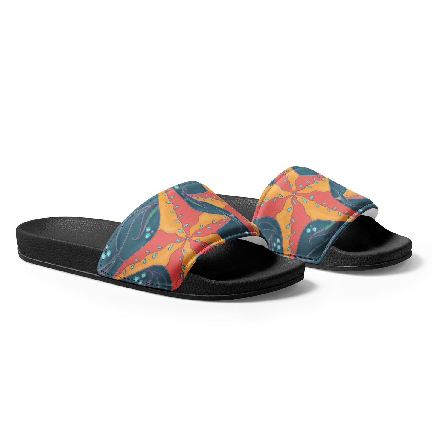 Orange Starfish on Blue Women's slides from Talula Land