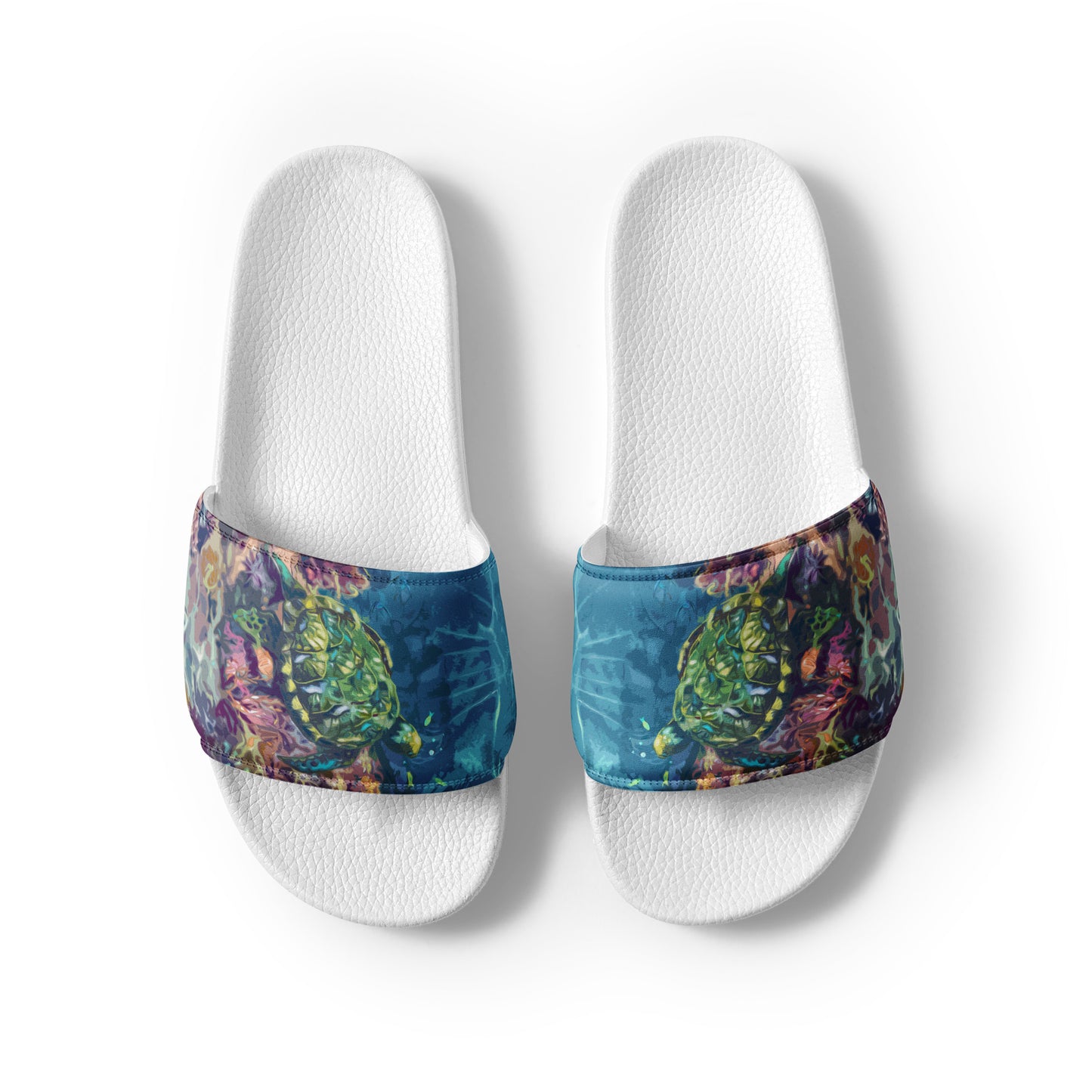 Sea Turtle on a Reef Women's slides from Talula Land