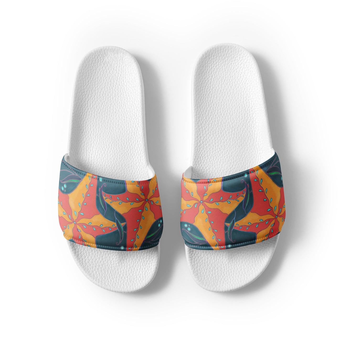 Orange Starfish on Blue Women's slides from Talula Land