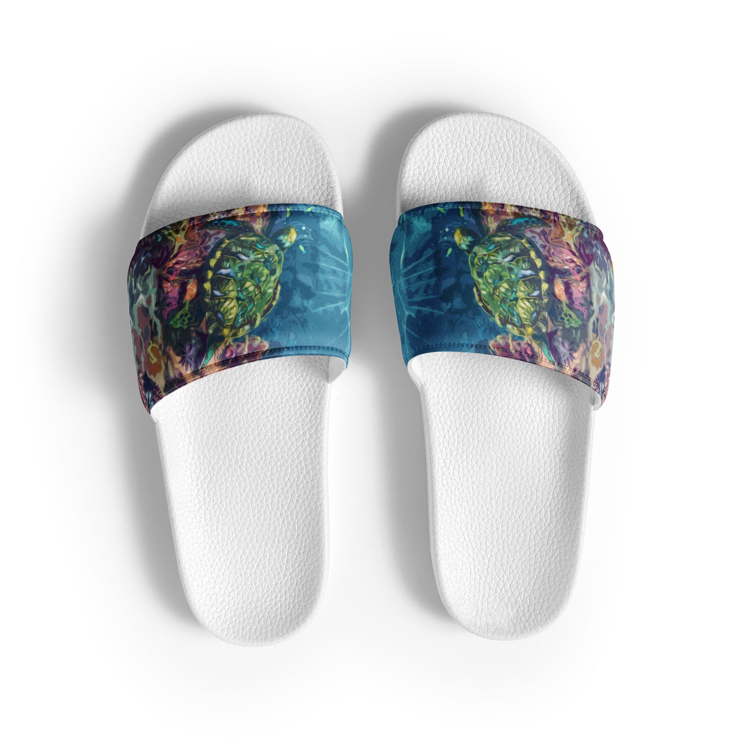 Sea Turtle on a Reef Women's slides from Talula Land