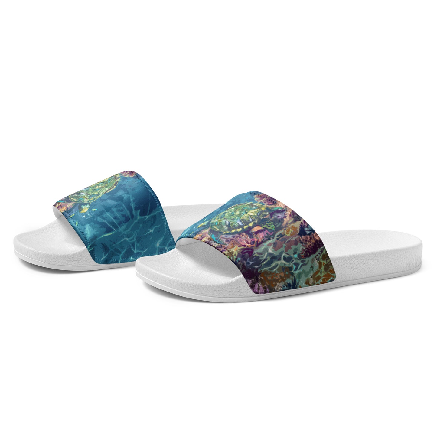 Sea Turtle on a Reef Women's slides from Talula Land