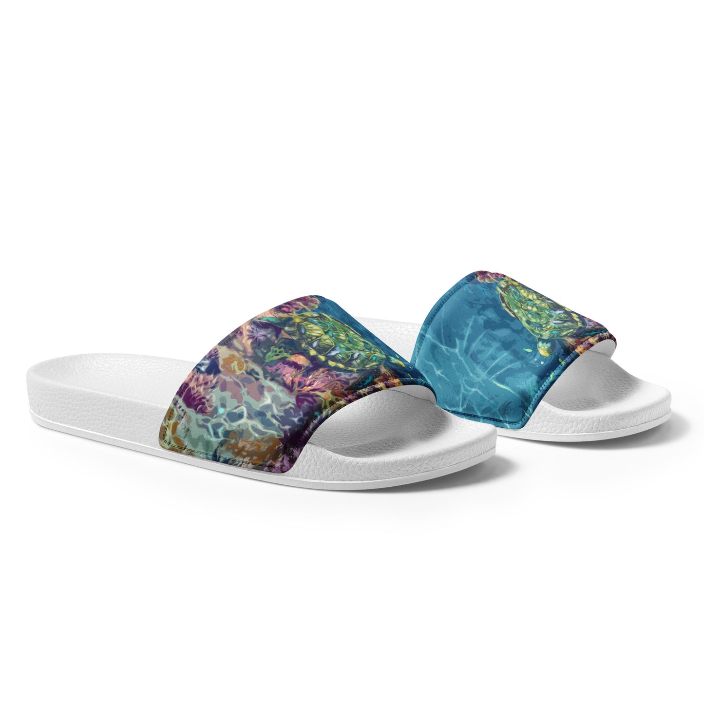 Sea Turtle on a Reef Women's slides from Talula Land