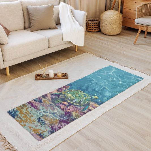 Sea Turtle on reef Beach Yoga mat by Talula Land