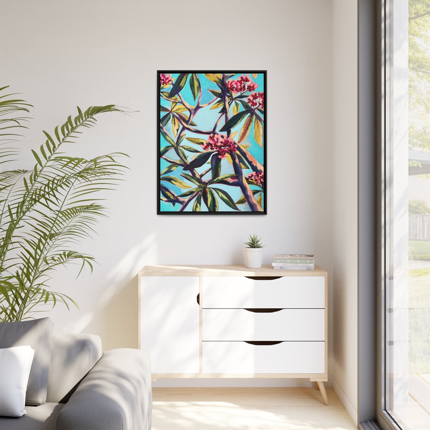 Plumeria 2 Matte Canvas, Black Frame