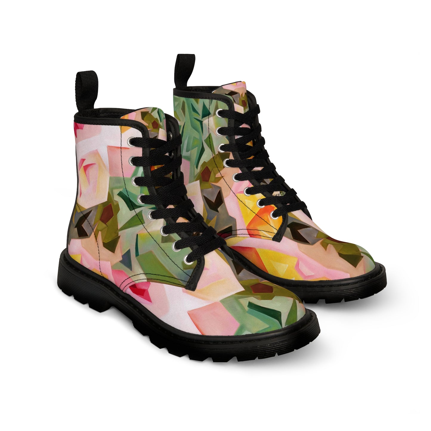 Pink Succulents Women's Canvas Boots from Talula Land