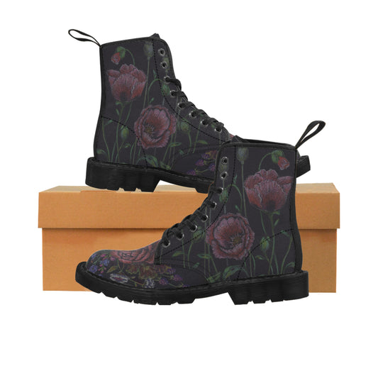 Black Floral Women's Canvas Boots from Talula Land