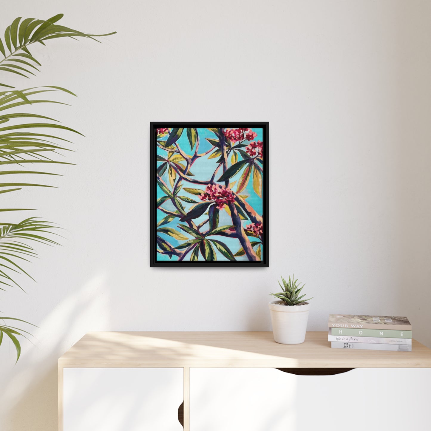 Plumeria 2 Matte Canvas, Black Frame