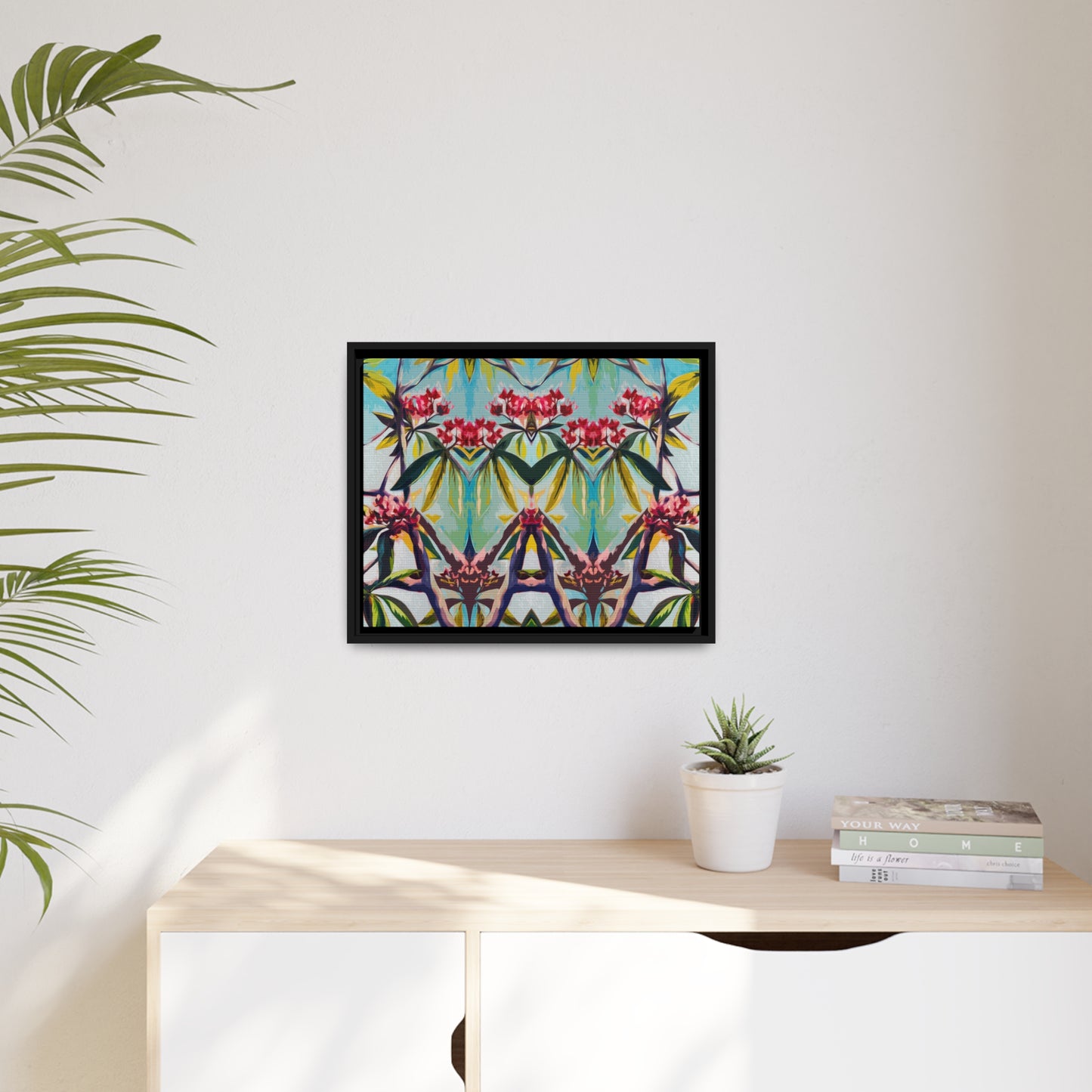 Plumeria Matte Canvas, Black Frame