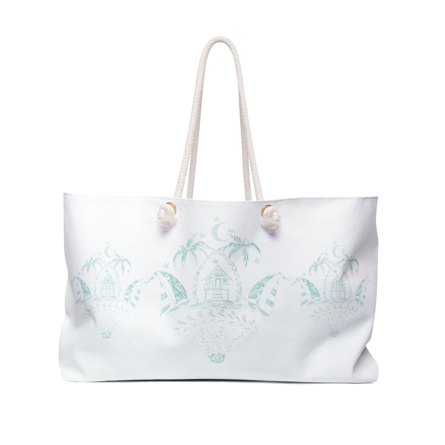 Beach Bungalow on White Weekender Bag from Talula Land