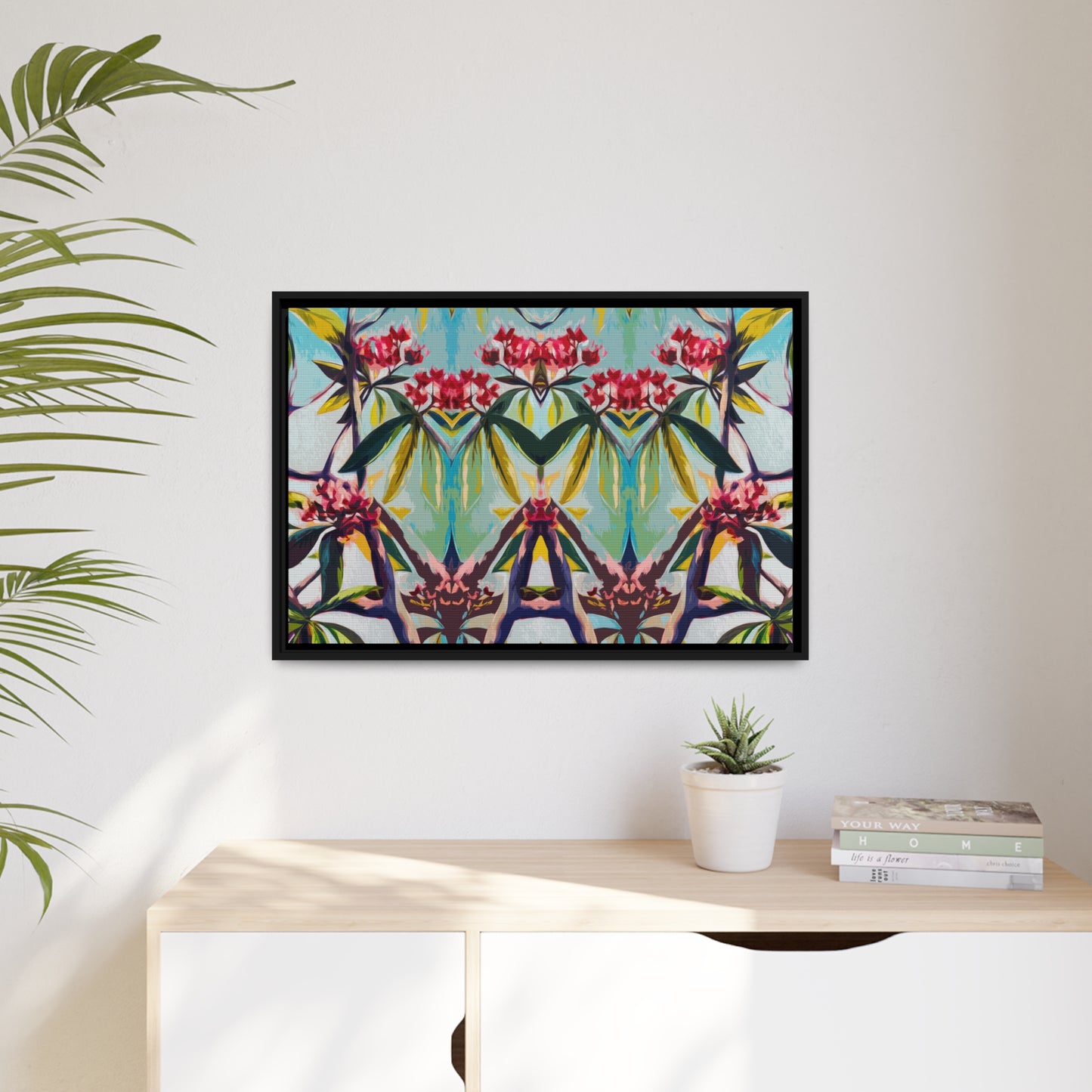 Plumeria Matte Canvas, Black Frame