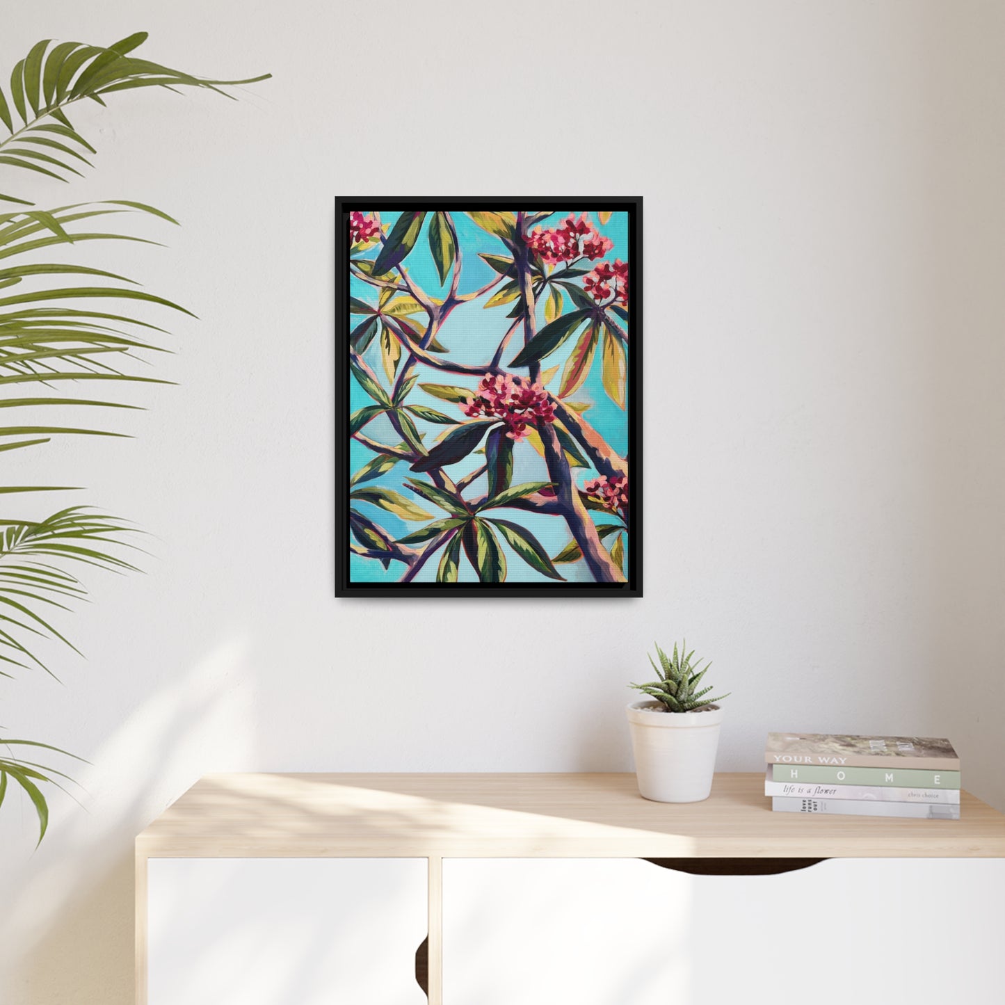 Plumeria 2 Matte Canvas, Black Frame