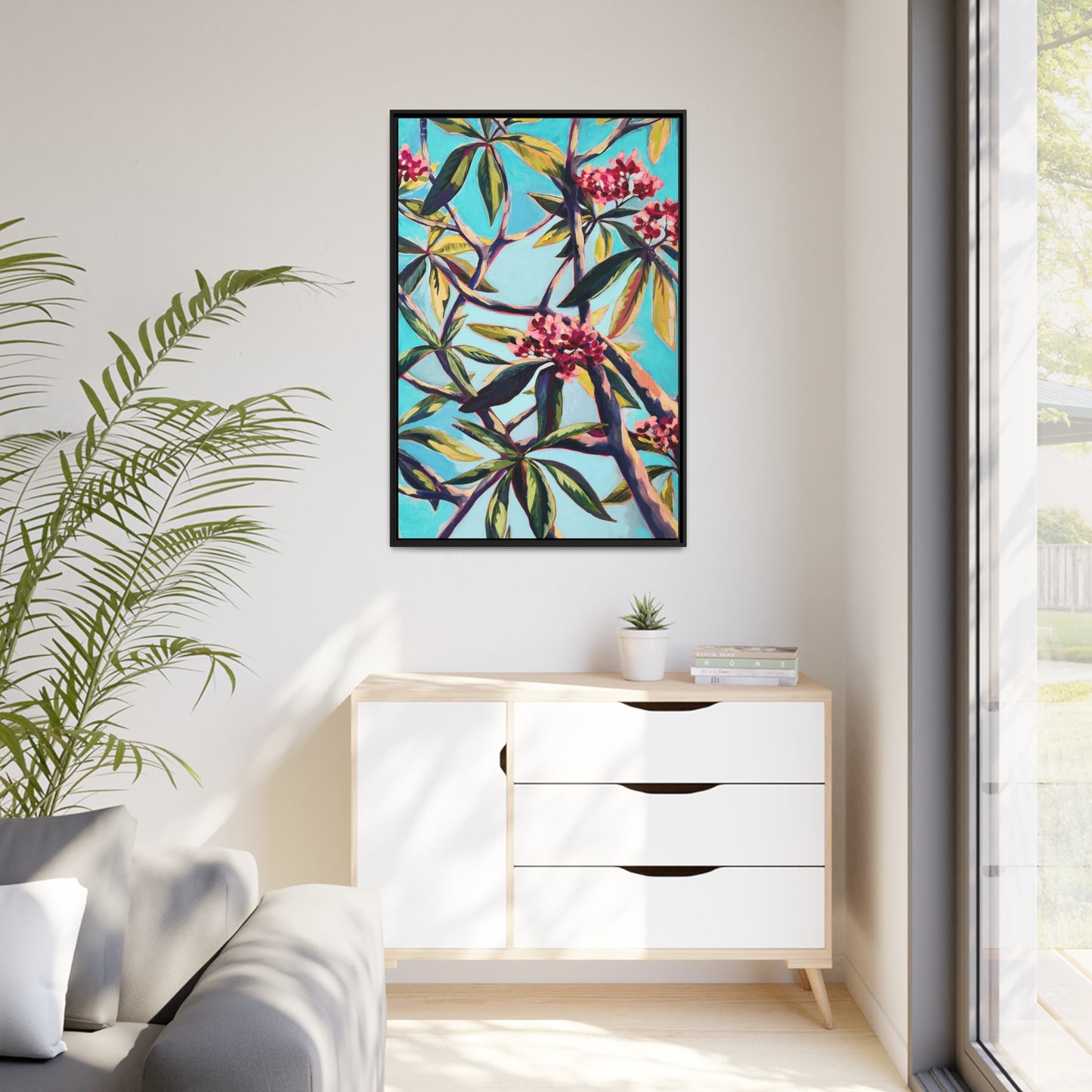 Plumeria 2 Matte Canvas, Black Frame