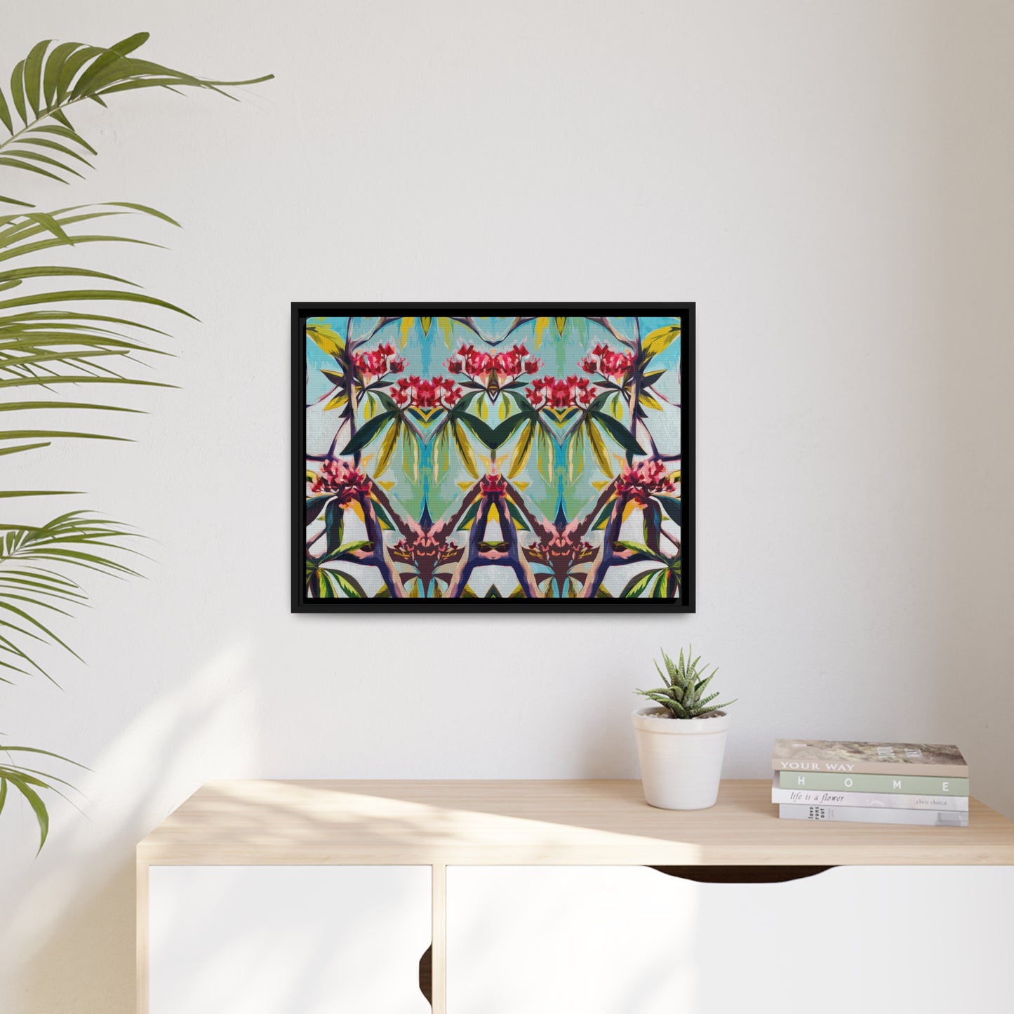 Plumeria Matte Canvas, Black Frame