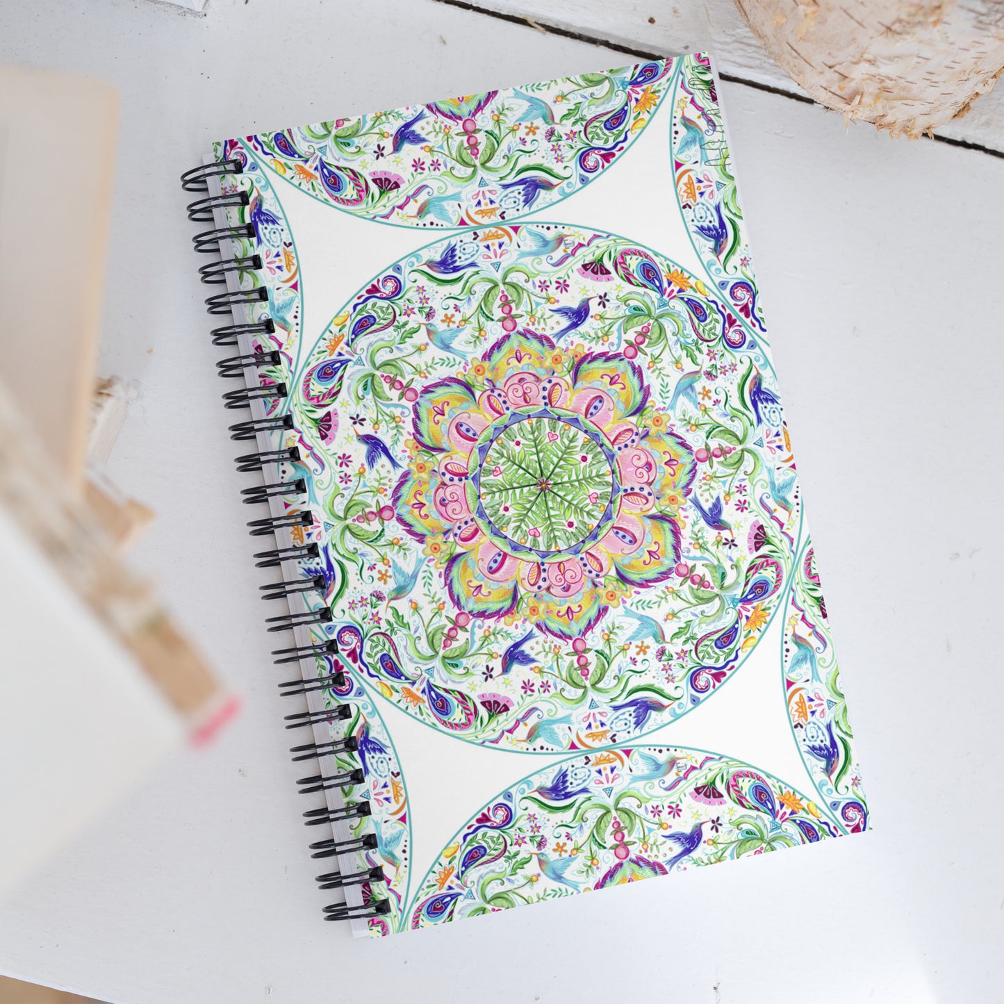 Bluebird Kaleidoscope Spiral notebook by Talula Land