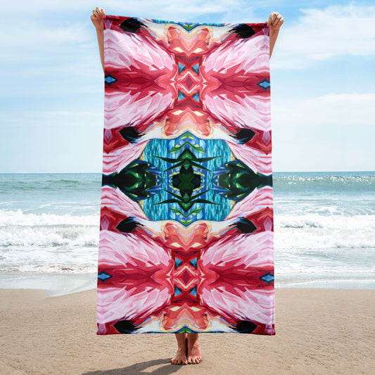 Painted Flamingo Beach Towel by Talula Land