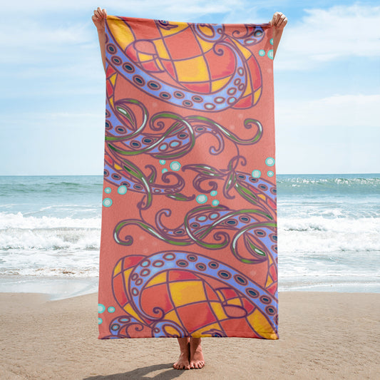 Coral Octopus Beach Towel from Talula Land