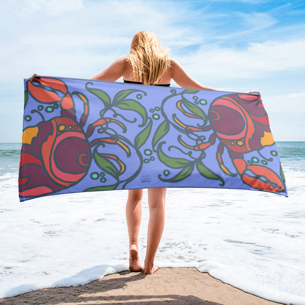Crabs on Periwinkle Beach Towel from Talula Land