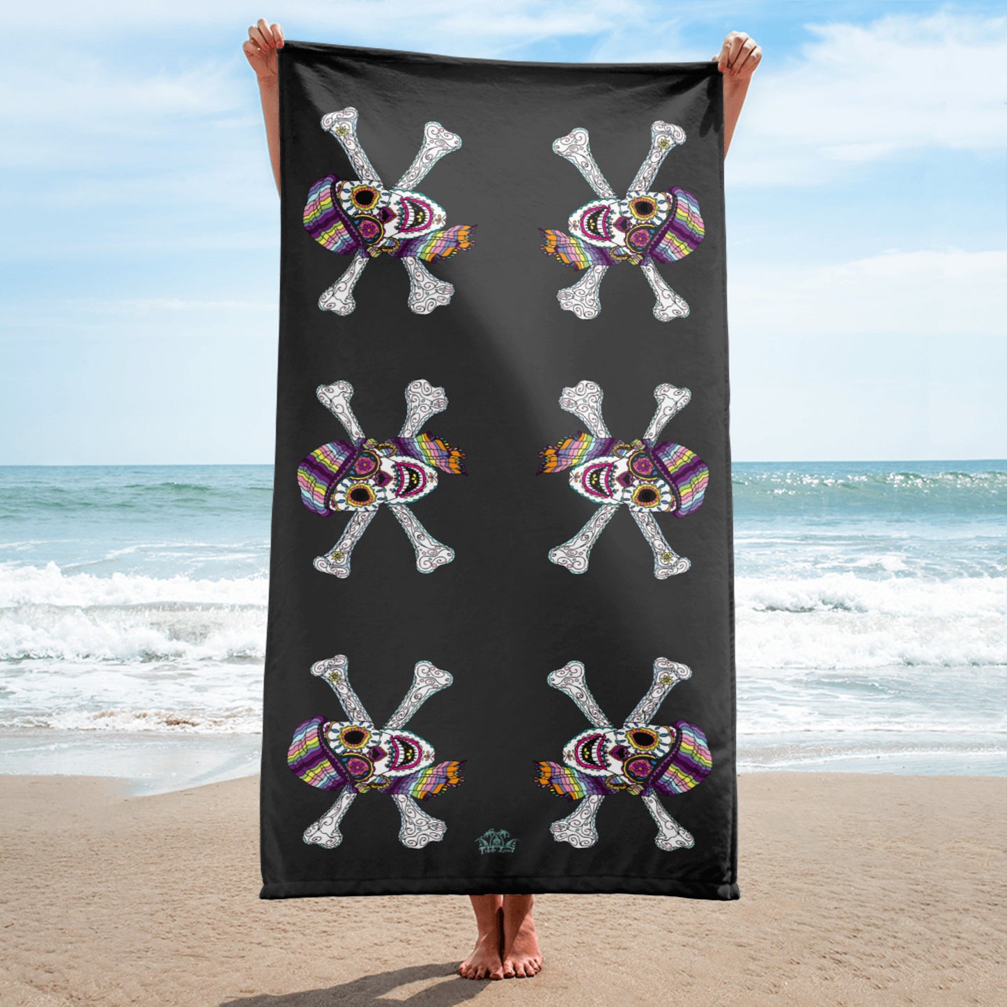 Sugar Skull and Crossbones Beach Towel from Talula Land