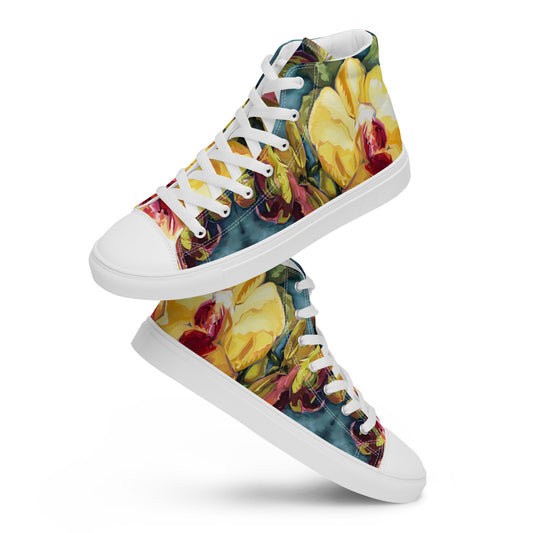 Yellow Orchids Women’s high top canvas shoes from Talula Land