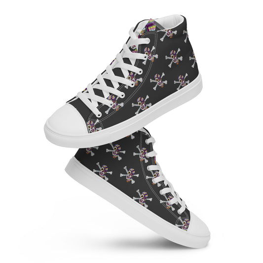 Sugar Skull and Crossbones Women’s high top canvas shoes from Talula Land