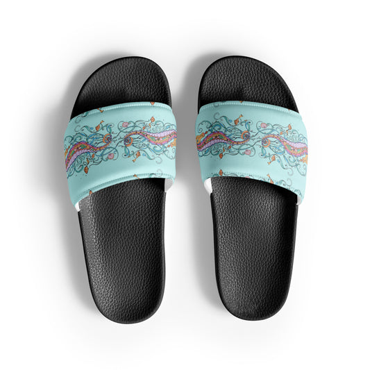 Sea Horses on Blue Women's slides from Talula Land