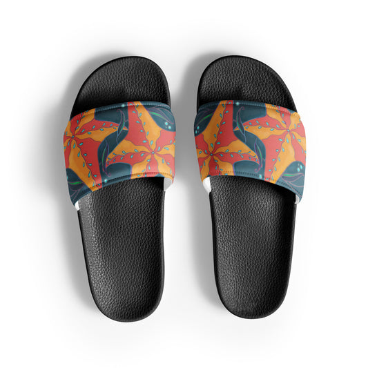 Orange Starfish on Blue Women's slides from Talula Land