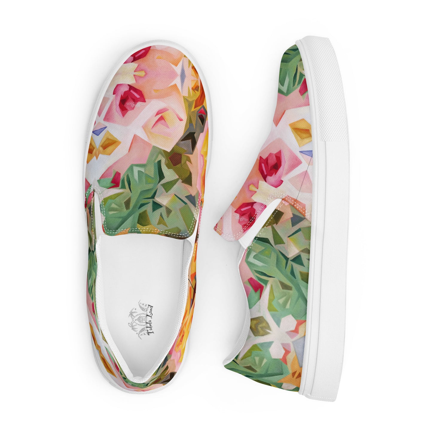 Pink Succulents Women’s slip-on canvas shoes by Talula Land