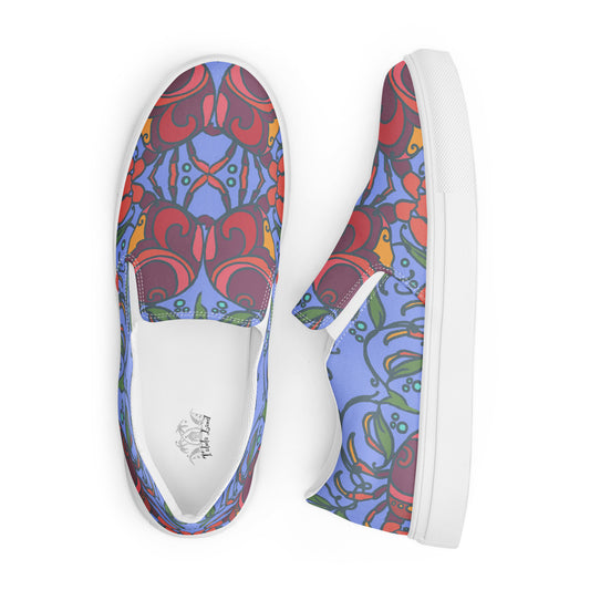 Crabs on Periwinkle Women’s slip-on canvas shoes from Talula Land